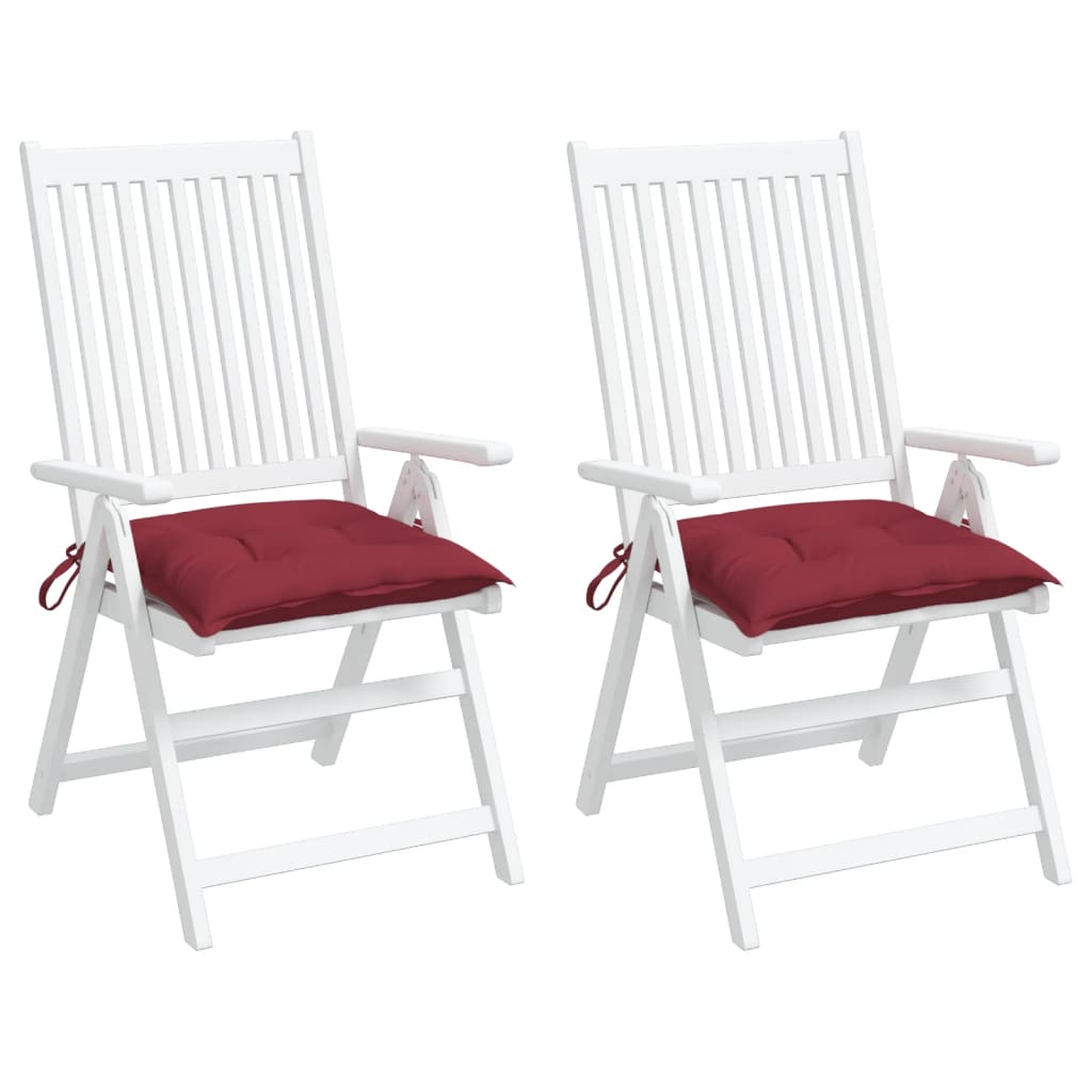 Cuscini per Sedia 2 pz Rosso Vino 40x40x7 cm in Tessuto Oxford