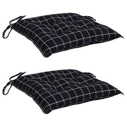 Cuscini per Sedia 2pz Motivo a Quadri Nero 40x40x7 cm Tessuto