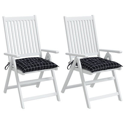 Cuscini per Sedia 2pz Motivo a Quadri Nero 40x40x7 cm Tessuto