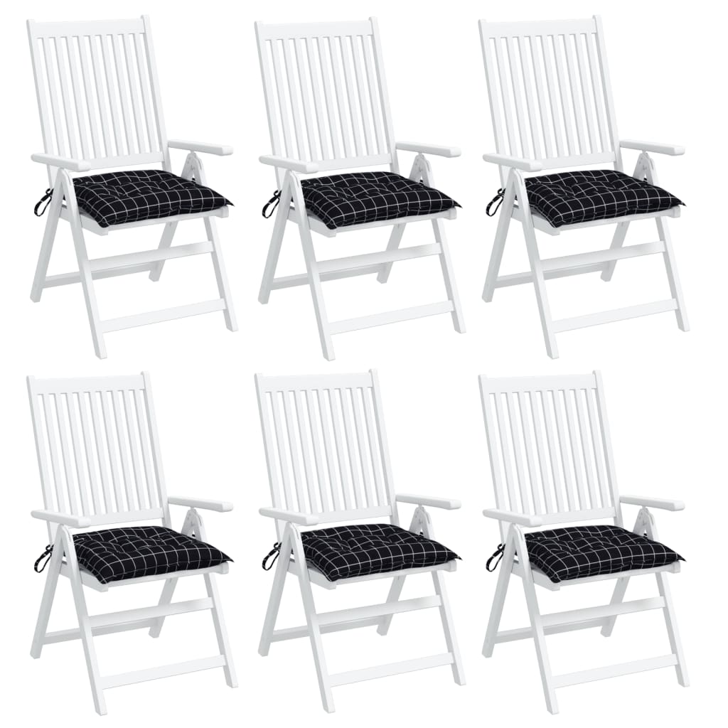 Cuscini per Sedia 6 pz Motivo a Quadri Nero 40x40x7 cm Tessuto