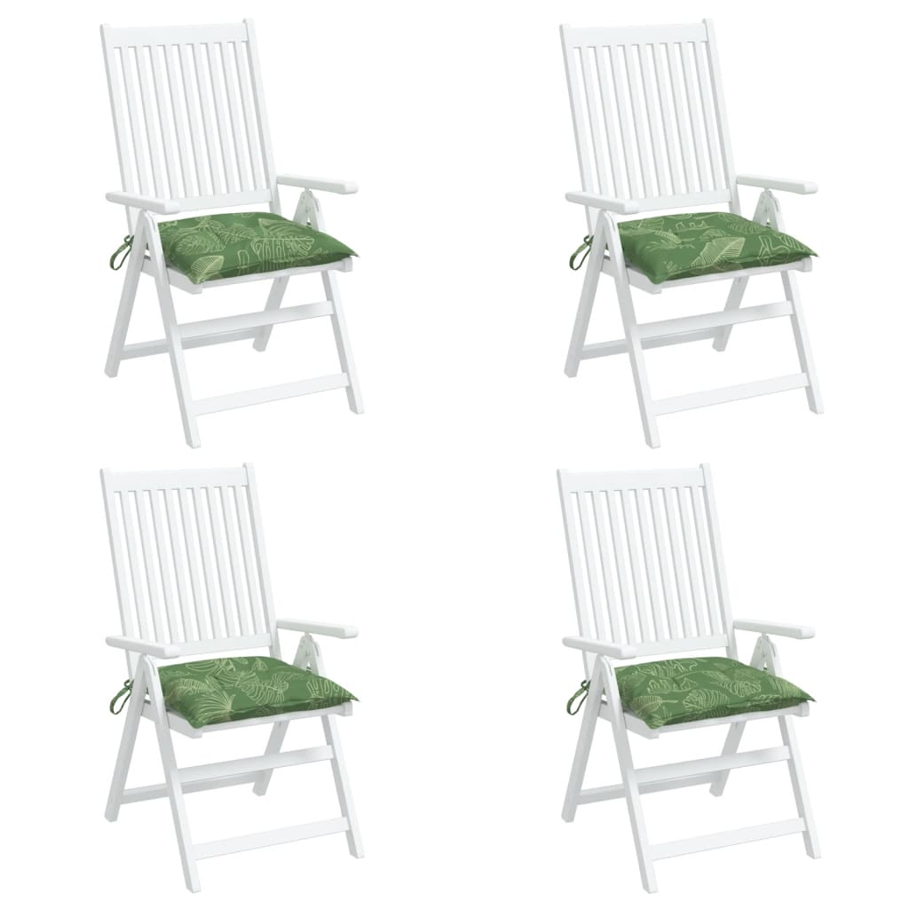 Cuscini per Sedia 4 pz Motivo a Foglie 40x40x7 cm Tessuto