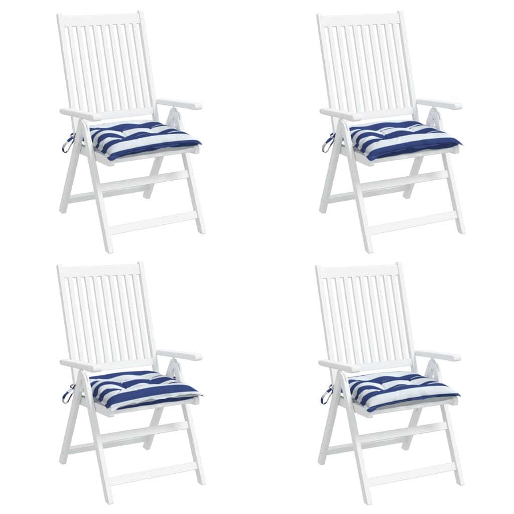 Cuscini per Sedia 4pz Bianco e Blu 50x50x7 cm Tessuto Oxford