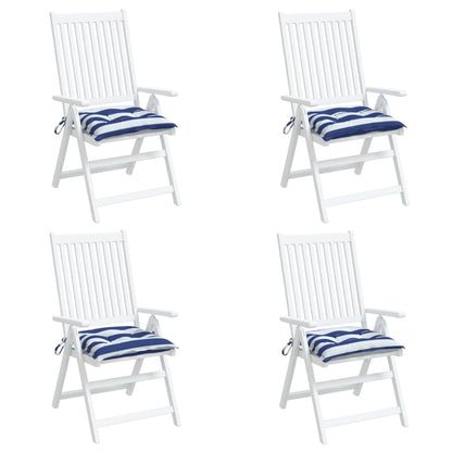 Cuscini per Sedia 4pz Bianco e Blu 50x50x7 cm Tessuto Oxford