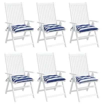 Cuscini per Sedia 6pz Bianco e Blu 50x50x7 cm Tessuto Oxford