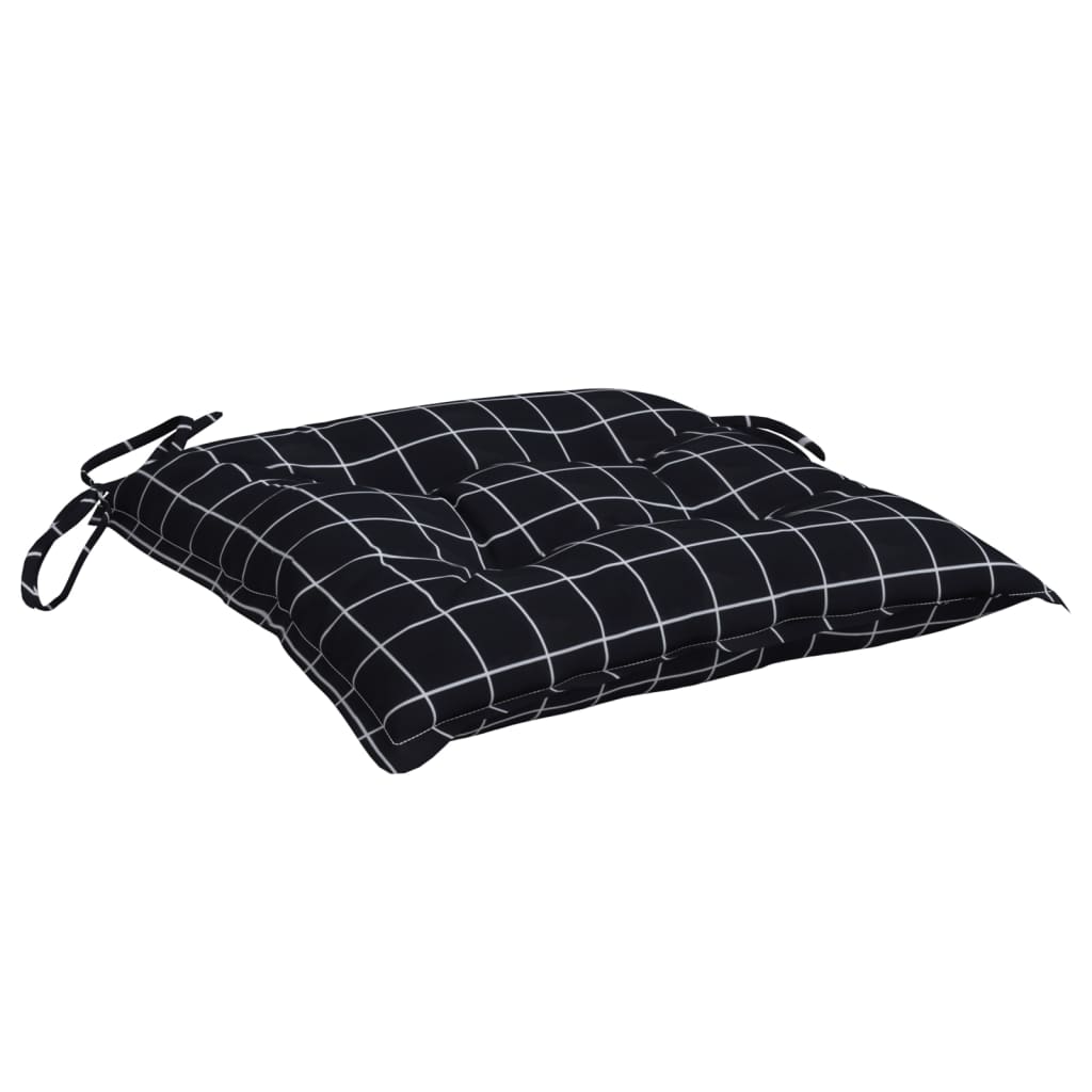 Cuscini per Sedia 4 pz a Quadri Neri 50x50x7 cm Tessuto Oxford