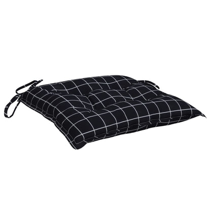 Cuscini per Sedia 4 pz a Quadri Neri 50x50x7 cm Tessuto Oxford