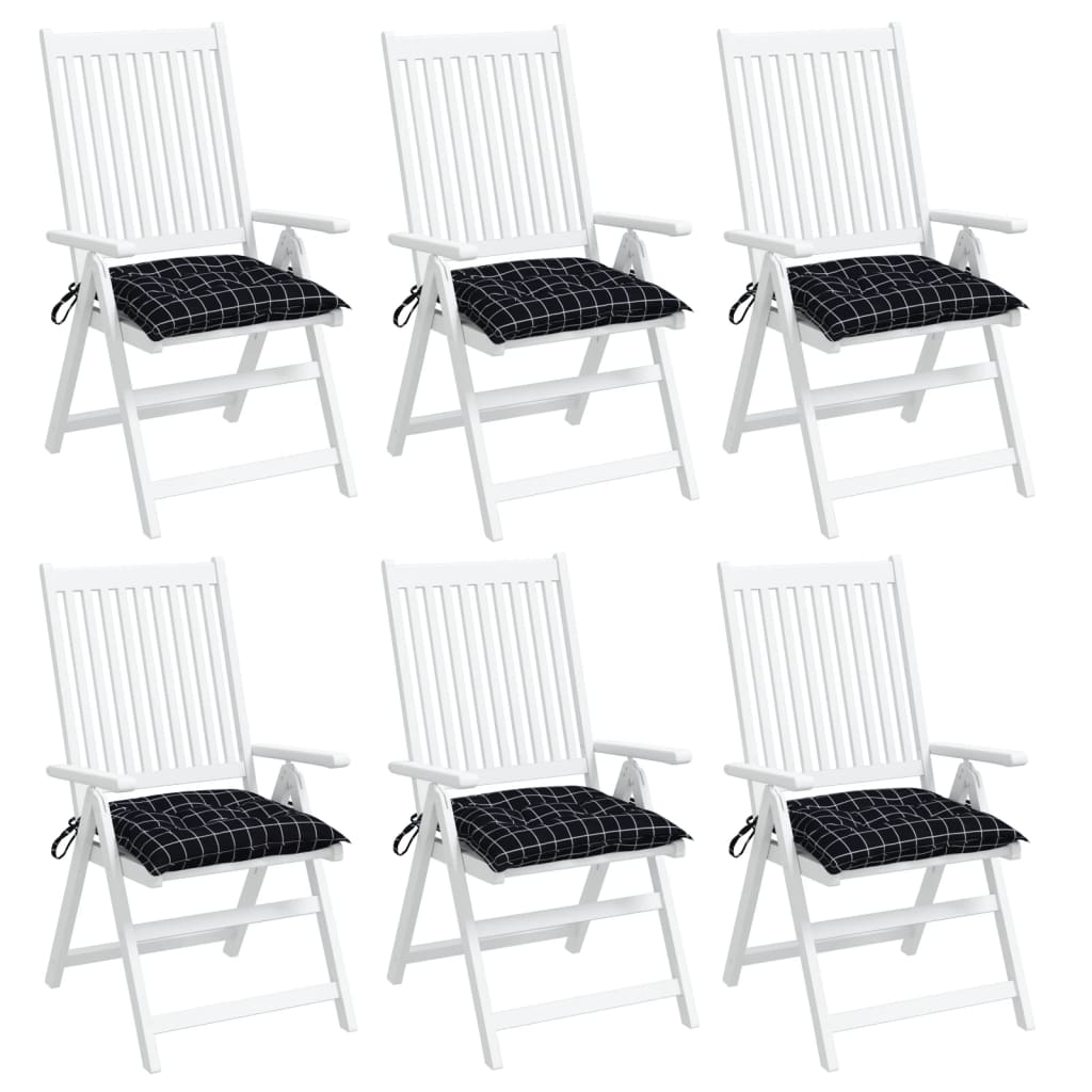 Cuscini per Sedia 6 pz a Quadri Neri 50x50x7 cm Tessuto Oxford