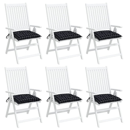 Cuscini per Sedia 6 pz a Quadri Neri 50x50x7 cm Tessuto Oxford