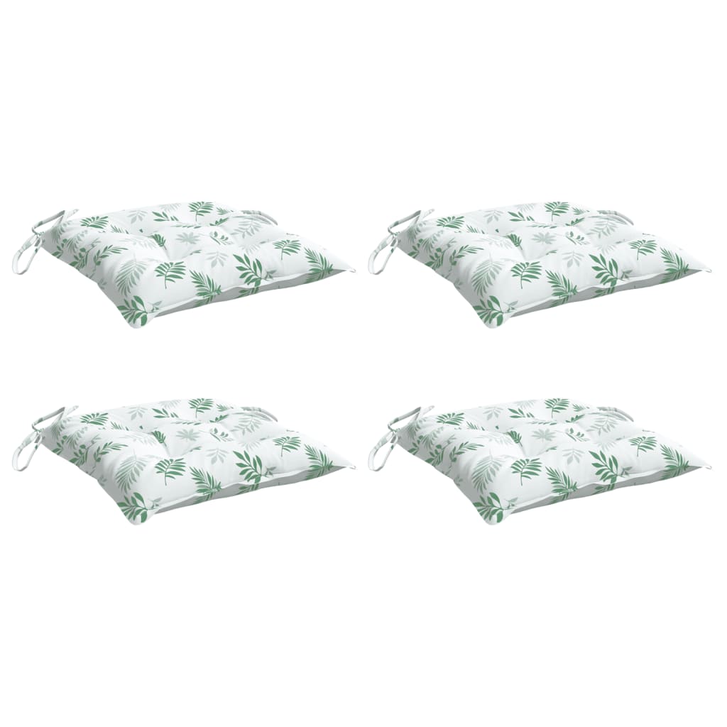 Cuscini per Sedia 4pz Motivo a Foglie 50x50x7 cm Tessuto Oxford