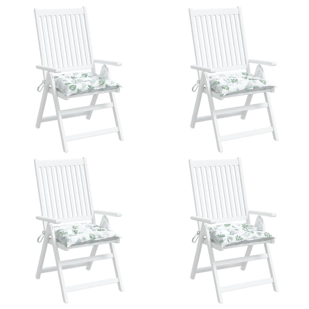 Cuscini per Sedia 4pz Motivo a Foglie 50x50x7 cm Tessuto Oxford