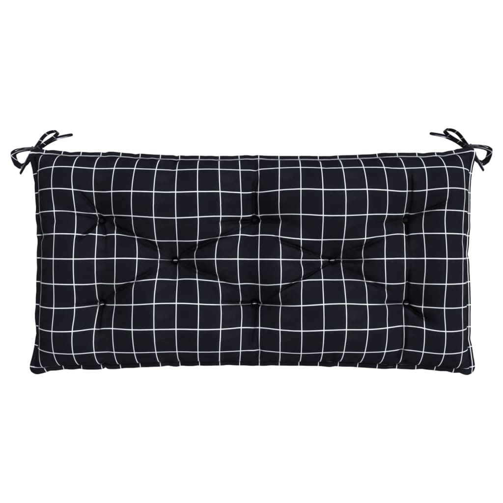 Cuscino per Panca a Quadri Neri 100x50x7 cm in Tessuto Oxford