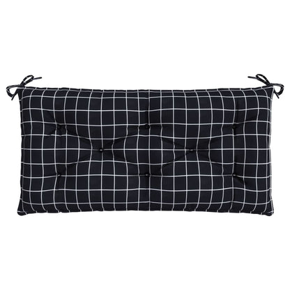 Cuscino per Panca a Quadri Neri 100x50x7 cm in Tessuto Oxford