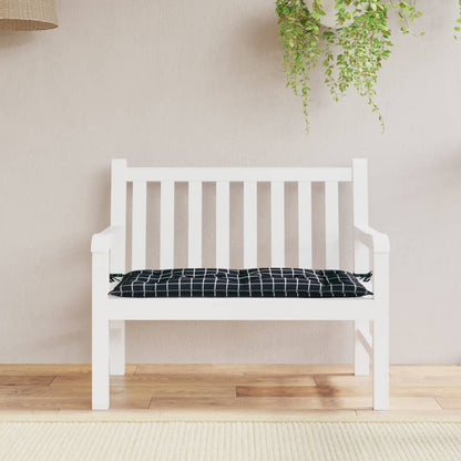 Cuscino per Panca a Quadri Neri 100x50x7 cm in Tessuto Oxford