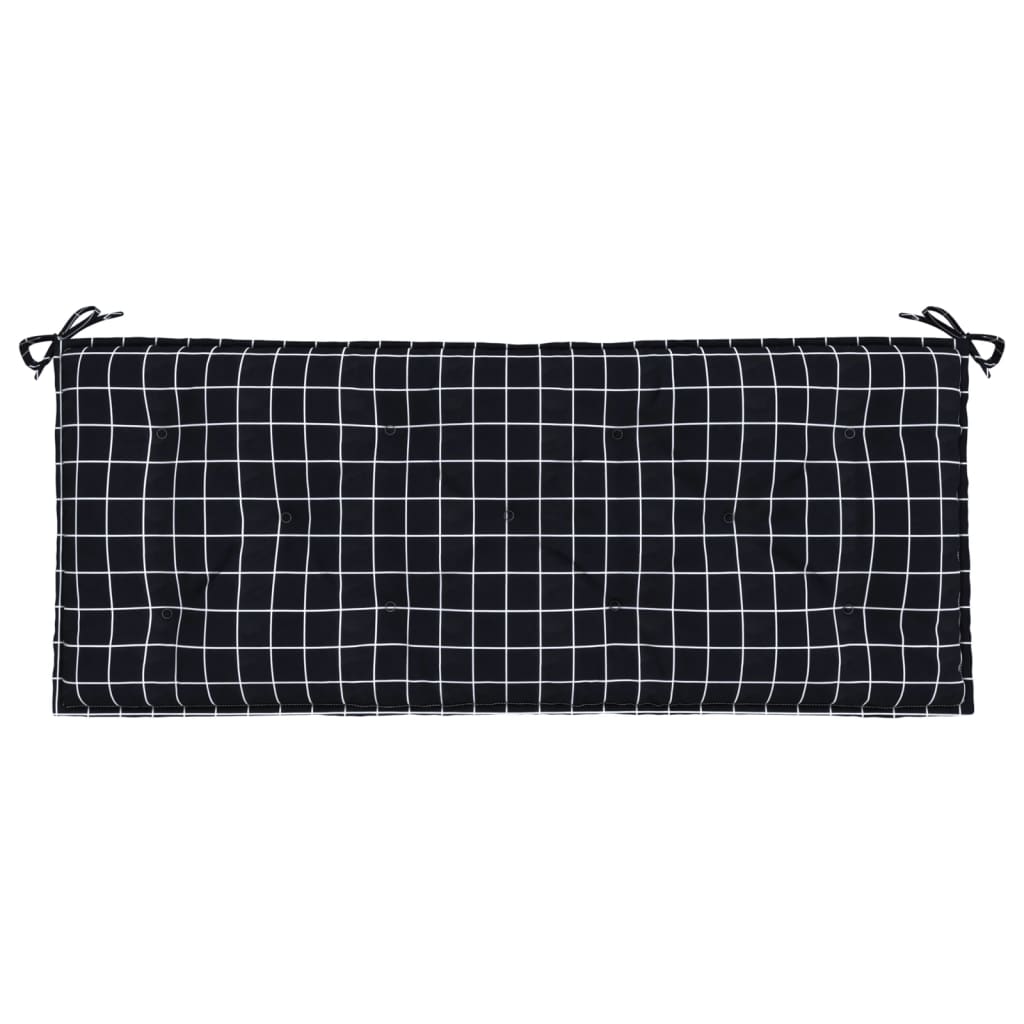 Cuscino Panca Giardino Motivo a Quadri Nero 120x50x7 cm Tessuto