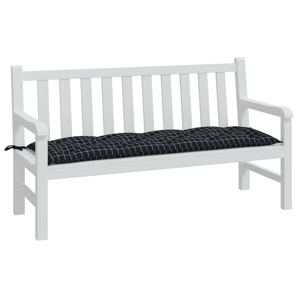 Cuscino per Panca a Quadri Neri 150x50x7 cm in Tessuto Oxford