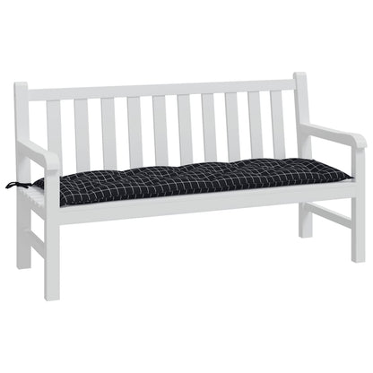 Cuscino per Panca a Quadri Neri 150x50x7 cm in Tessuto Oxford