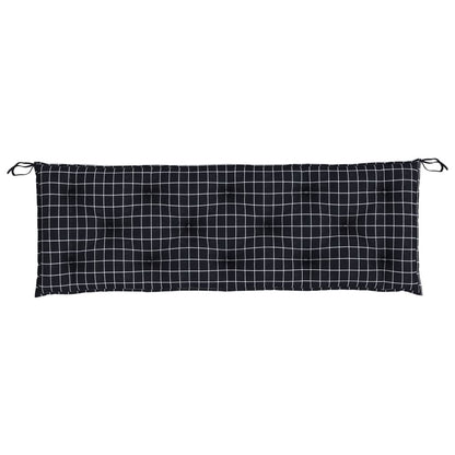 Cuscino per Panca a Quadri Neri 150x50x7 cm in Tessuto Oxford