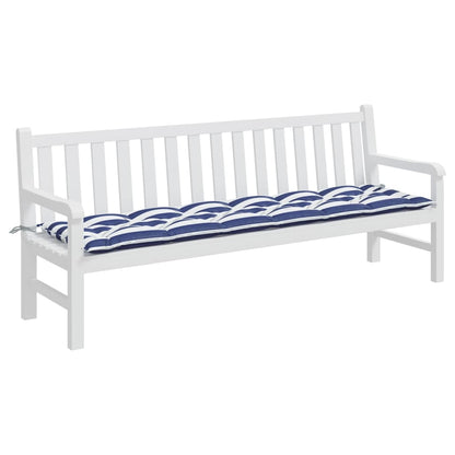 Cuscino Panca Giardino Righe Bianche e Blu 200x50x7 cm Tessuto