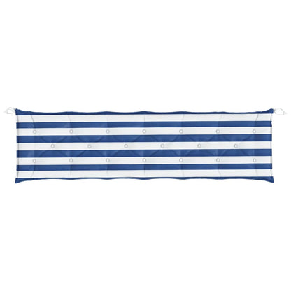 Cuscino Panca Giardino Righe Bianche e Blu 200x50x7 cm Tessuto
