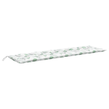 Cuscino Panca da Giardino Motivo a Foglie 200x50x7 cm Tessuto