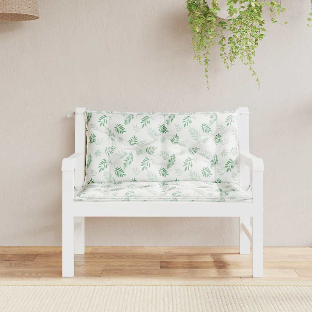 Cuscini Panca Giardino 2 pz Motivo a Foglie 100x50x7 cm Tessuto