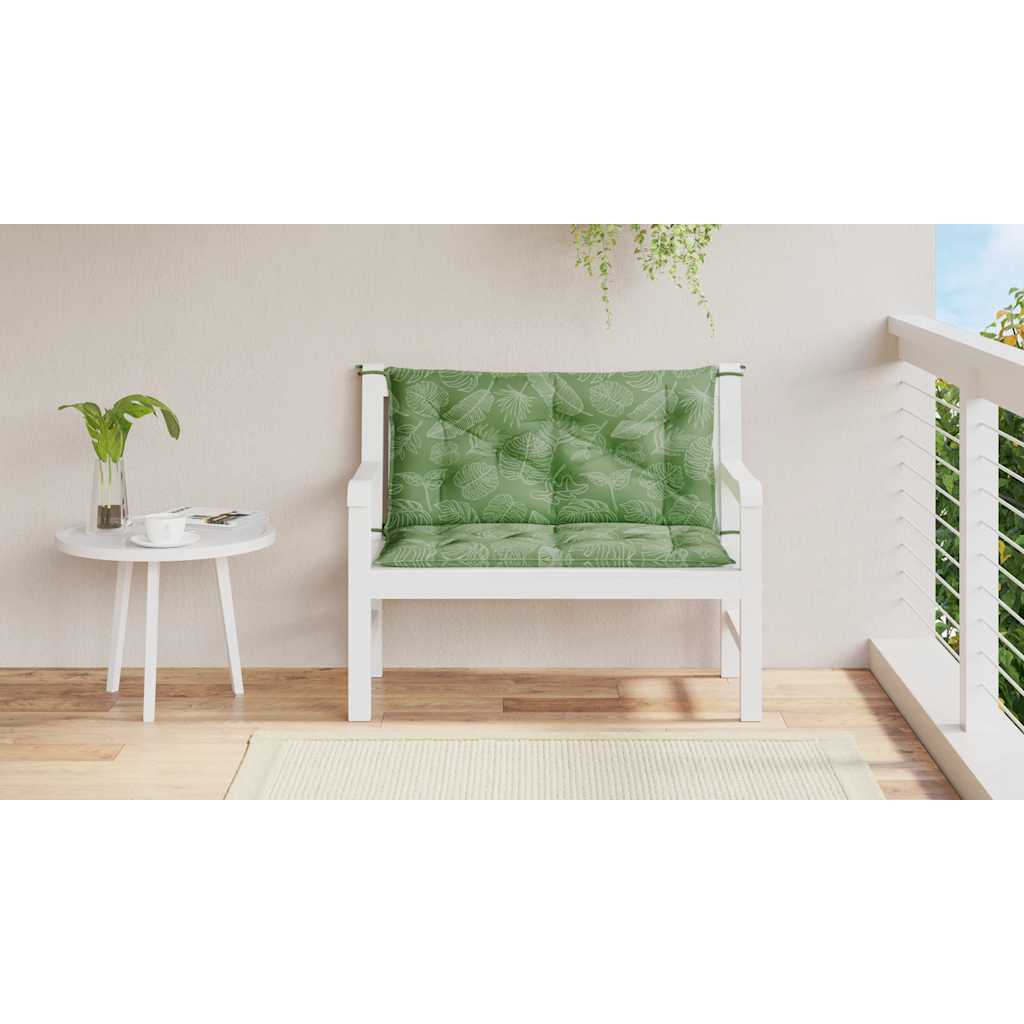 Cuscini Panca Giardino 2 pz Motivo a Foglie 100x50x7 cm Tessuto