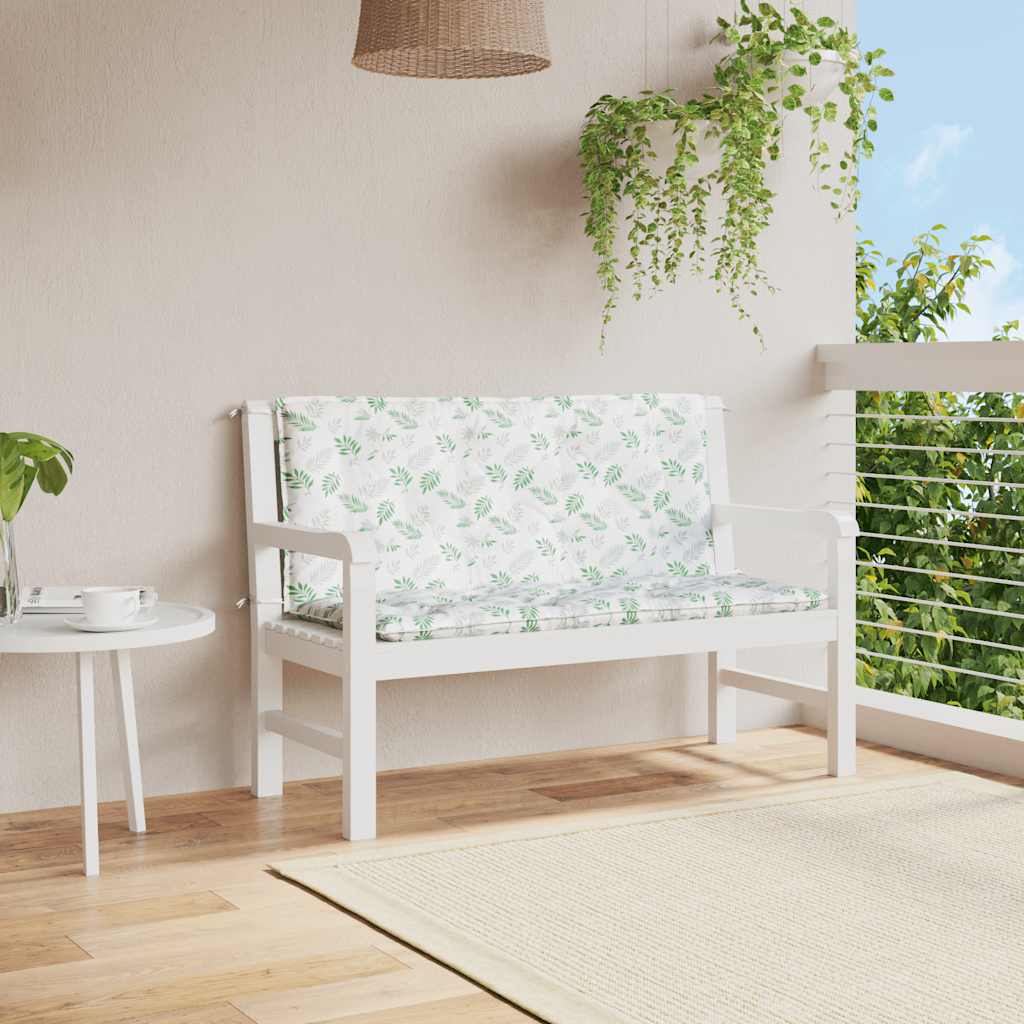 Cuscini Panca Giardino 2 pz Motivo a Foglie 120x50x7 cm Tessuto