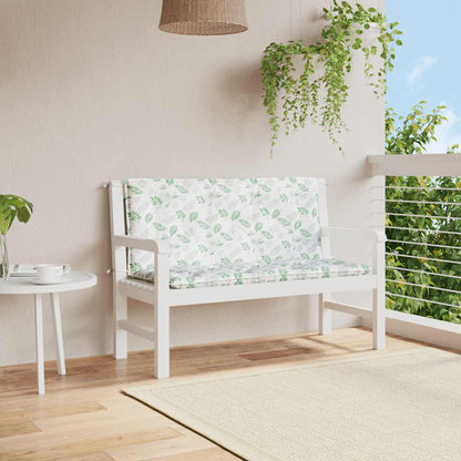 Cuscini Panca Giardino 2 pz Motivo a Foglie 120x50x7 cm Tessuto