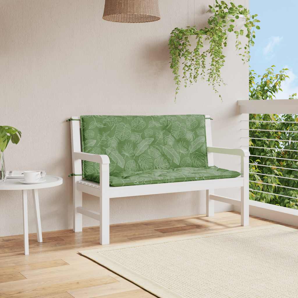 Cuscini Panca Giardino 2 pz Motivo a Foglie 120x50x7 cm Tessuto