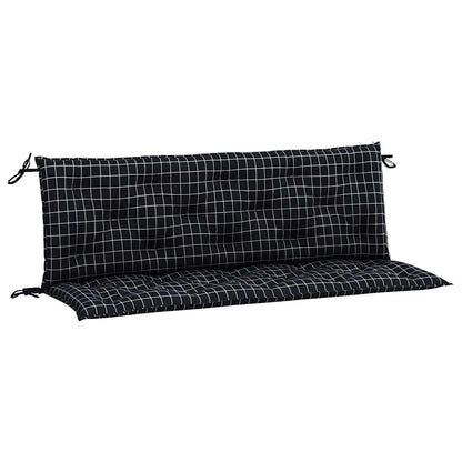 Cuscini Panca da Giardino 2pz a Quadri Nero 150x50x7 cm Tessuto