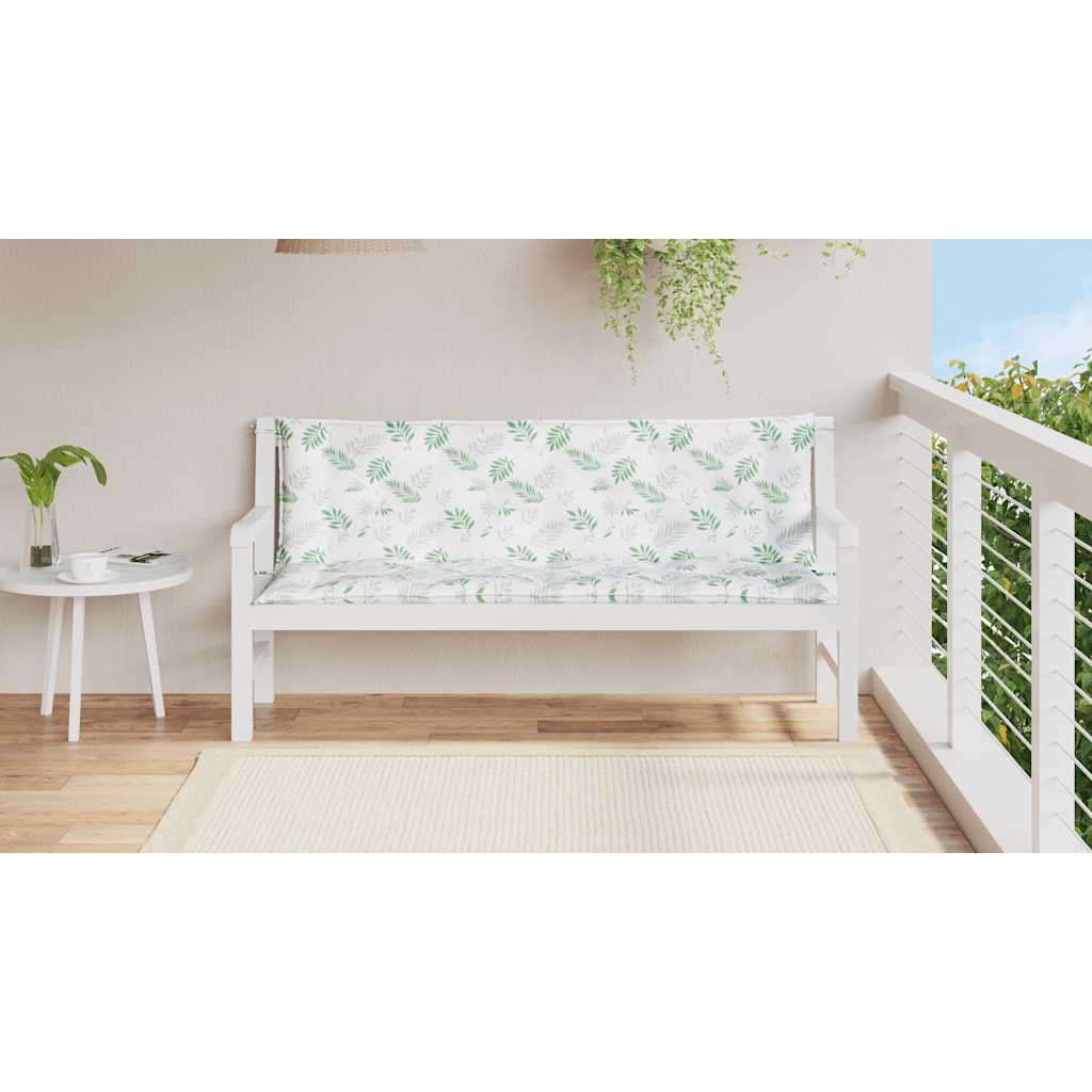 Cuscini Panca Giardino 2 pz Motivo a Foglie 150x50x7 cm Tessuto