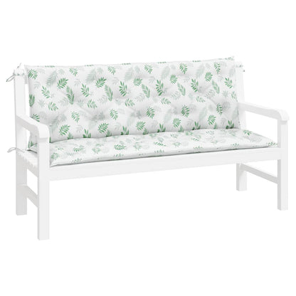 Cuscini Panca Giardino 2 pz Motivo a Foglie 150x50x7 cm Tessuto