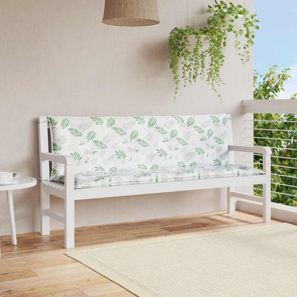 Cuscini Panca Giardino 2 pz Motivo a Foglie 150x50x7 cm Tessuto