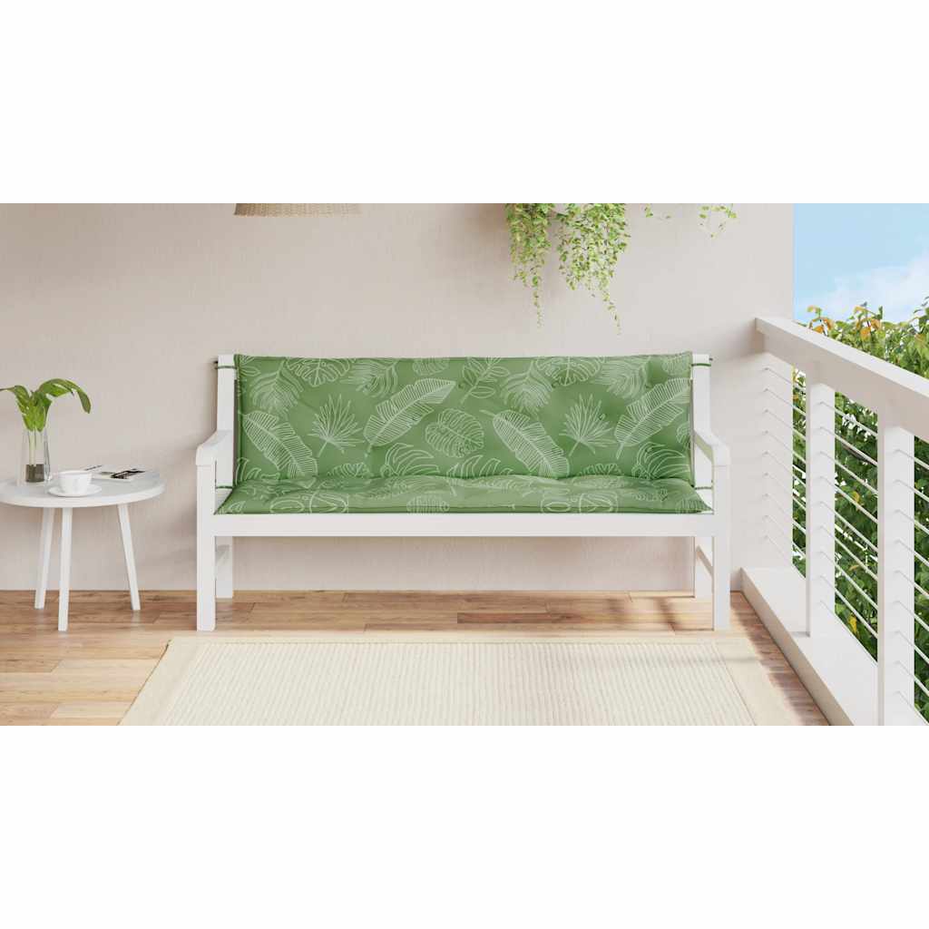 Cuscini Panca Giardino 2 pz Motivo a Foglie 150x50x7 cm Tessuto