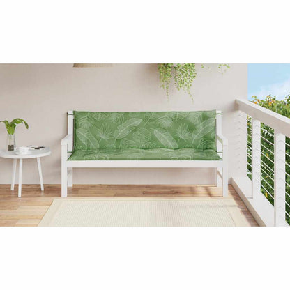 Cuscini Panca Giardino 2 pz Motivo a Foglie 150x50x7 cm Tessuto