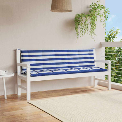 Cuscini per Panca 2 pz Strisce Blu e Bianche in Tessuto Oxford