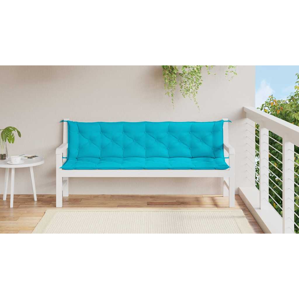 Cuscini per Panca da Giardino 2 pz Turchese 200x50x7 cm Tessuto