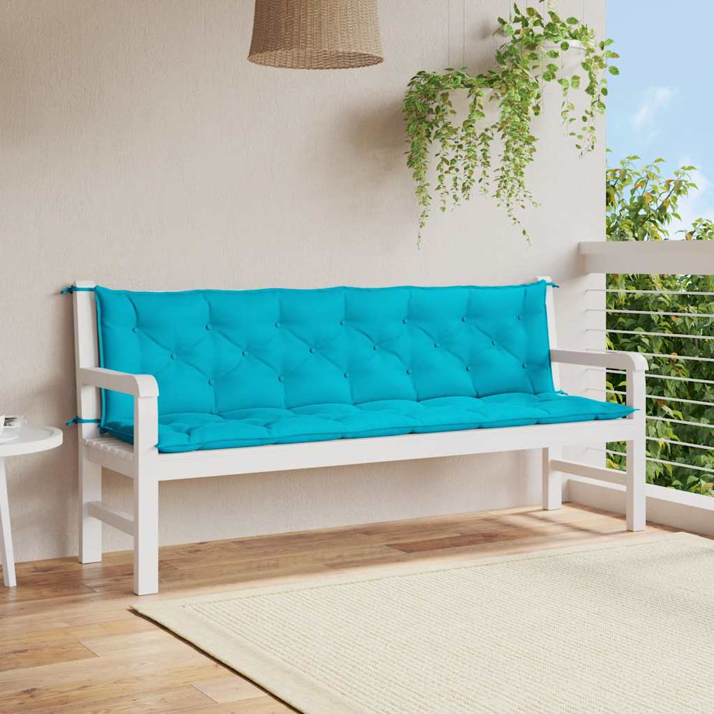Cuscini per Panca da Giardino 2 pz Turchese 200x50x7 cm Tessuto