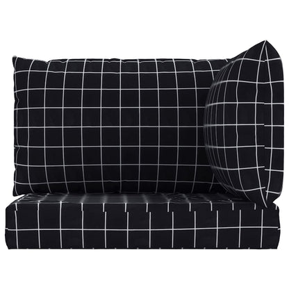 Cuscini per Pallet 3 pz Motivo a Quadri Nero in Tessuto Oxford