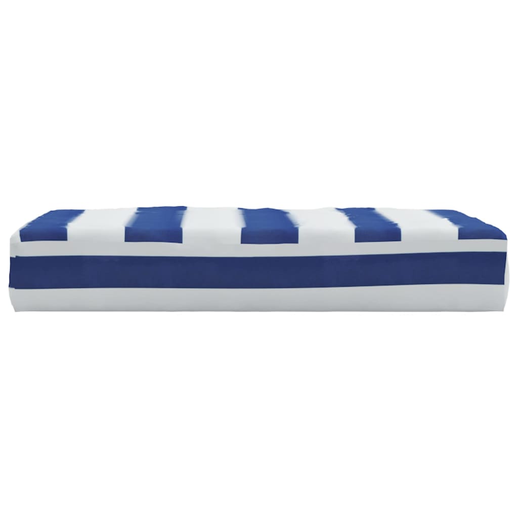 Cuscino Pallet Strisce Bianche e Blu 60x60x8 cm Tessuto Oxford