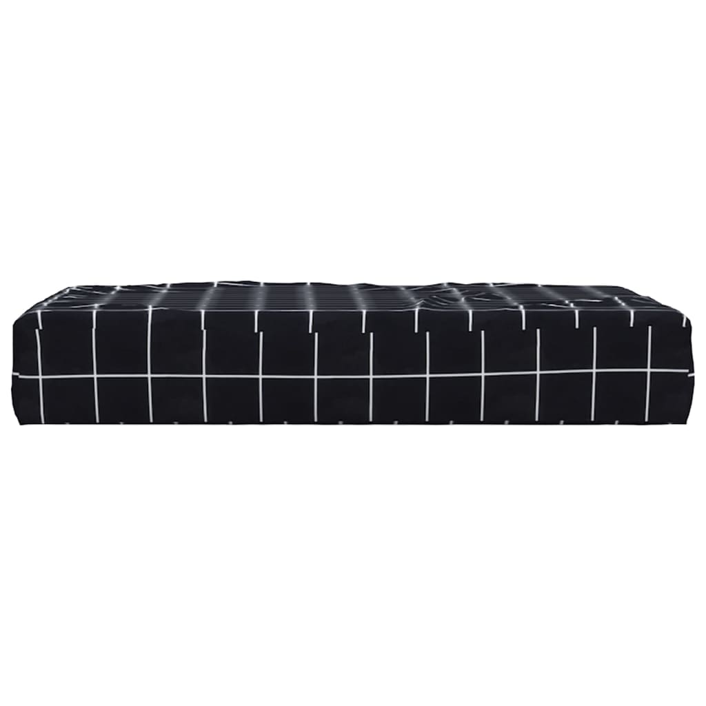 Cuscino Pallet Motivo a Quadri Nero 60x60x8 cm Tessuto Oxford