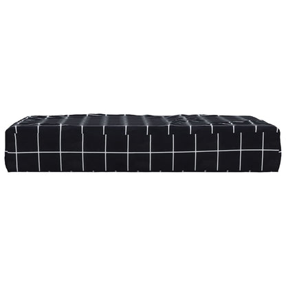 Cuscino Pallet Motivo a Quadri Nero 60x60x8 cm Tessuto Oxford