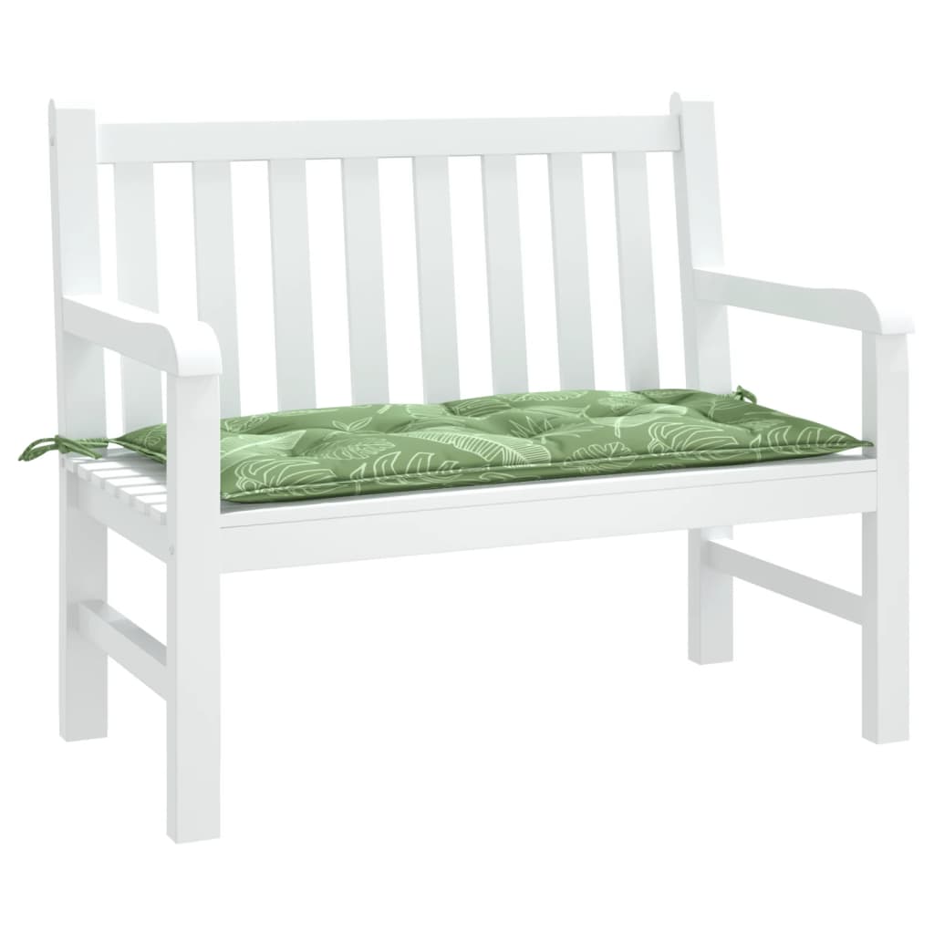 Cuscino Panca Giardino con Motivo a Foglie 110x50x7 cm Tessuto