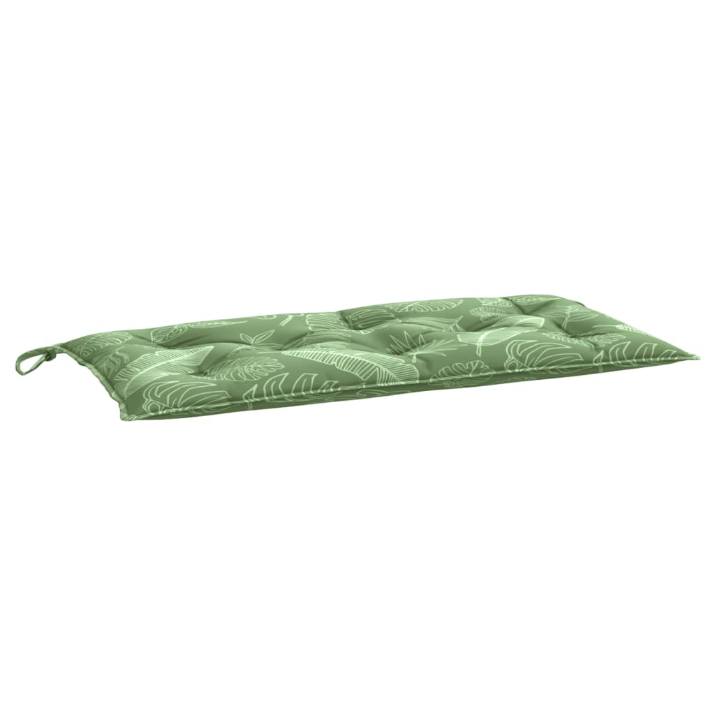 Cuscino Panca Giardino con Motivo a Foglie 110x50x7 cm Tessuto