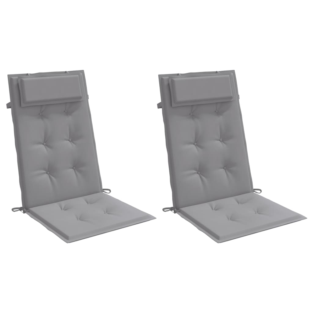 Cuscini per Sedia Schienale Alto 2 pz Grigio Tessuto Oxford
