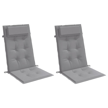 Cuscini per Sedia Schienale Alto 2 pz Grigio Tessuto Oxford