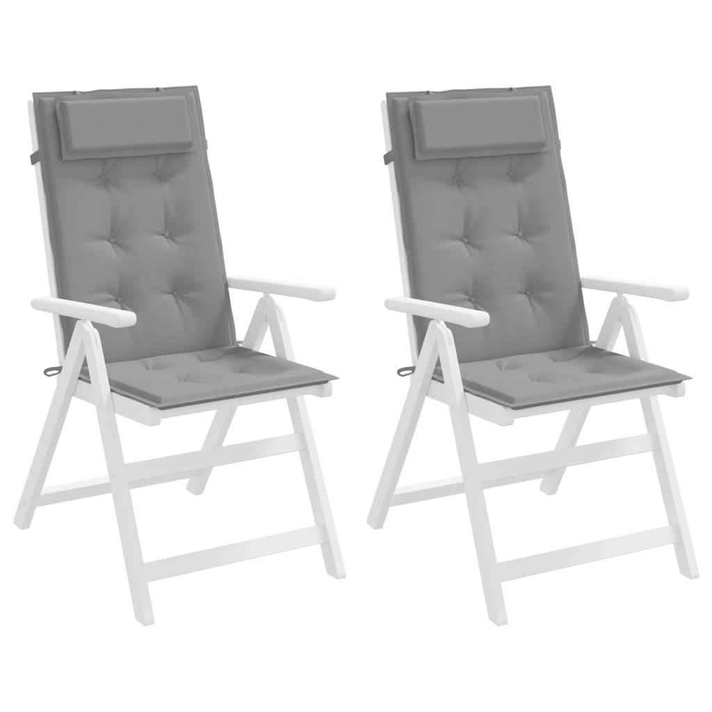 Cuscini per Sedia Schienale Alto 2 pz Grigio Tessuto Oxford