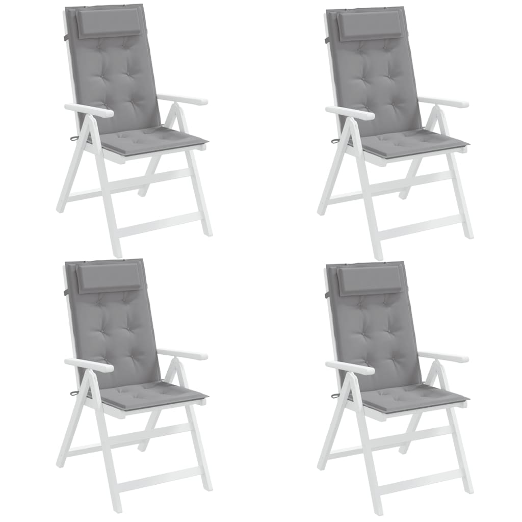 Cuscini per Sedia Schienale Alto 4 pz Grigio Tessuto Oxford