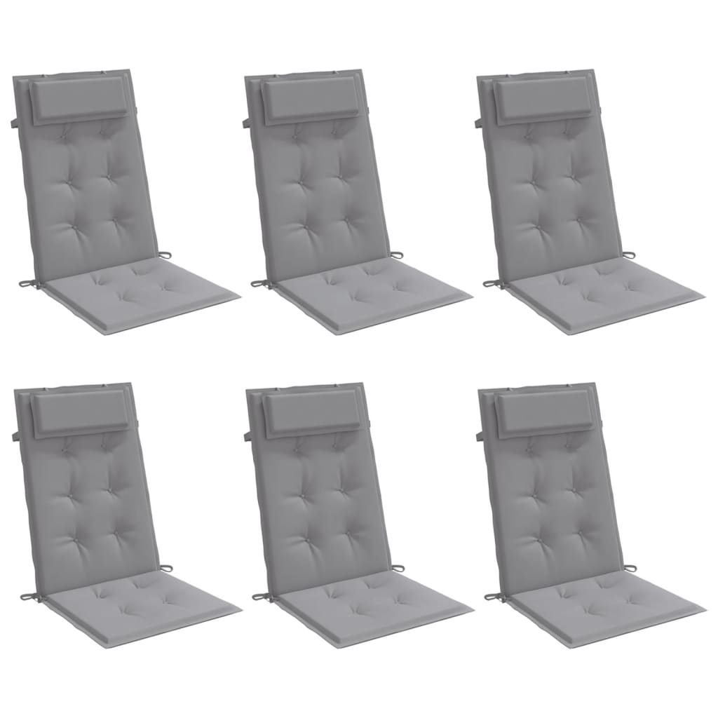 Cuscini per Sedia Schienale Alto 6 pz Grigio Tessuto Oxford
