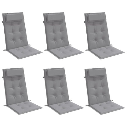Cuscini per Sedia Schienale Alto 6 pz Grigio Tessuto Oxford